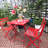 3 Piece Patio Bistro Set Of Foldable Square Table And Chairs, Red-125240410