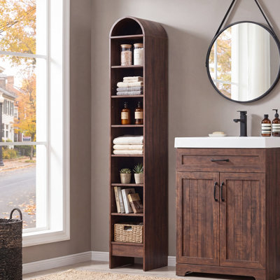 Armoire de rangement de salle de bain arquée à 8 niveaux de 67 po Ahart