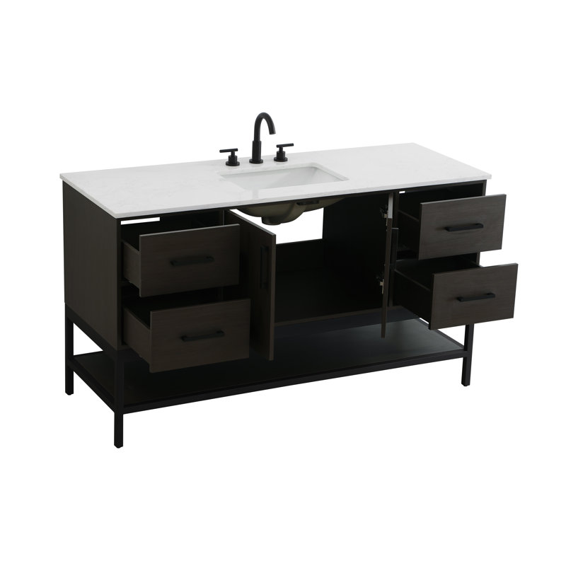 Meuble-lavabo simple 60 po, Brun moka