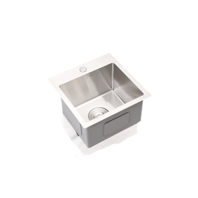 Évier de cuisine en acier inoxydable de 15 po x 15 po x 9 po, calibre 16, avec coussin de réduction du bruit, instructions d'installation et grille de vaisselle incluses, évier encastré de 15 po, nickel brossé, élégant, avec patin de séchage