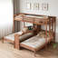 Lit superposé 3 lits en 1 avec bureau intégré, tablettes de rangement et lampe de lecture-785216777