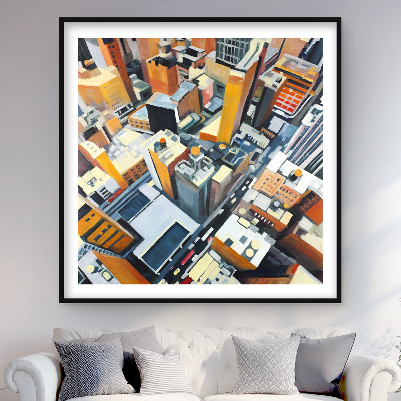 High High View of Buildings in New York - impression encadrée décor