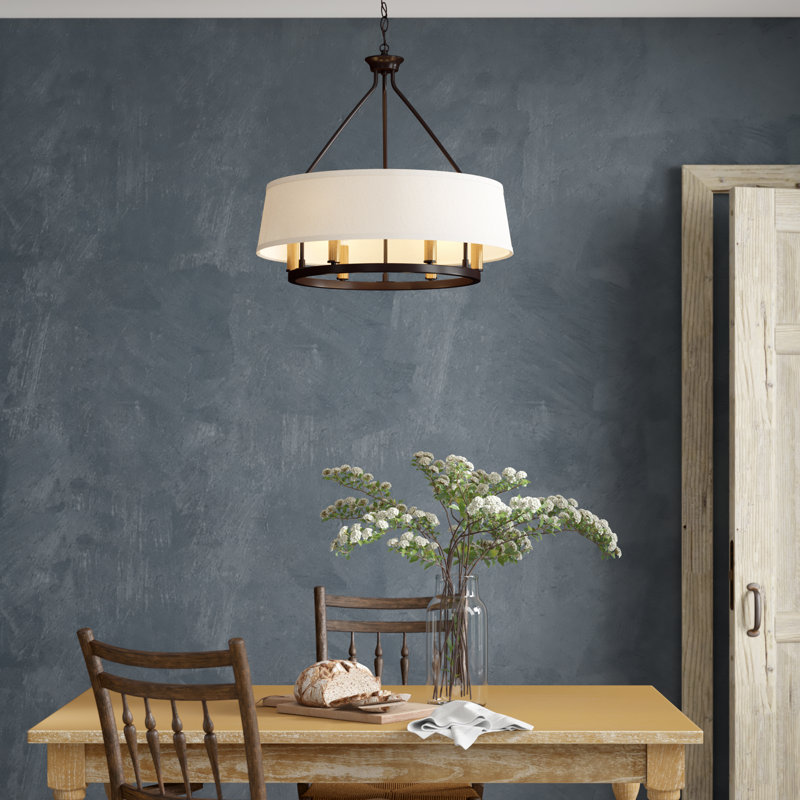 Elex 6 - Light Dimmable Drum Chandelier, Antique Bronze