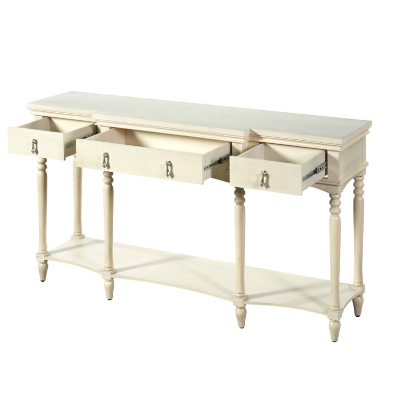 Console Traditional Traditional avec 3 tiroirs à fermeture en douceur et tablette inférieure