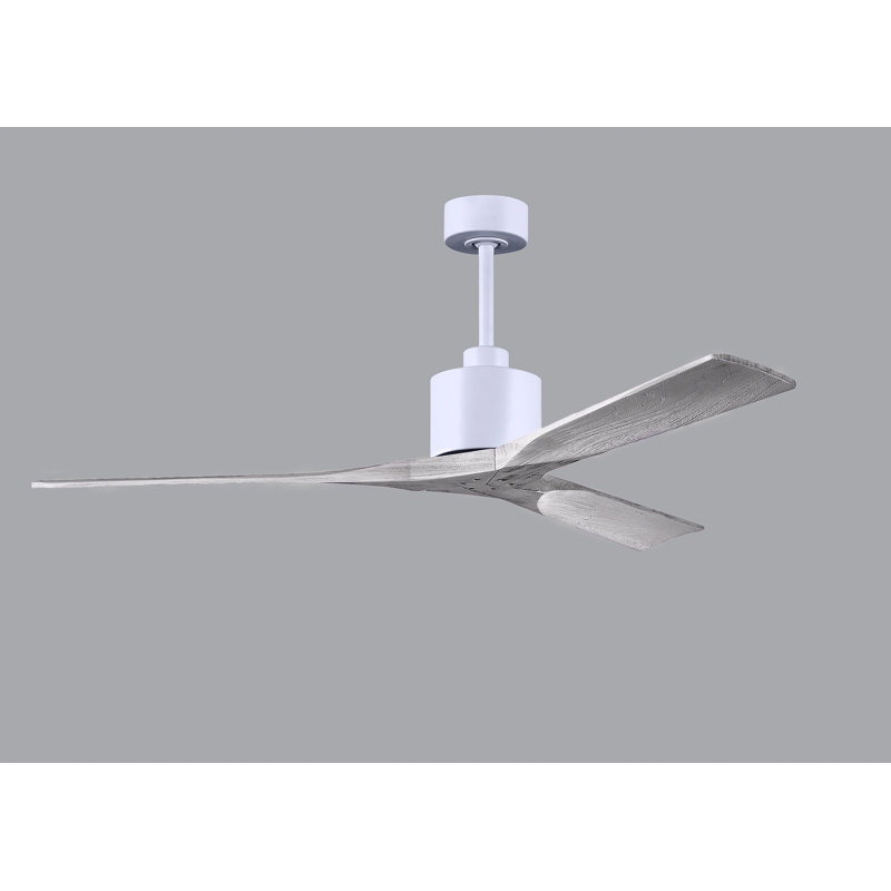 Ventilateur de plafond Nan avec pales texturées, Blanc mat, 60", Ton bois de grange