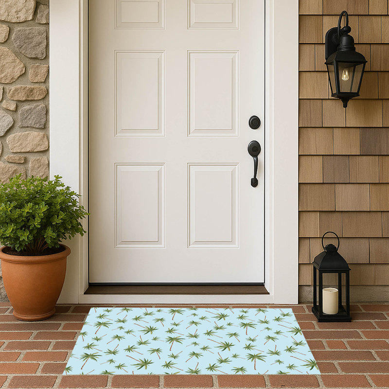 Summer Palms Outdoor Doormat, 24'' W x 17'' L, Cloud Blue