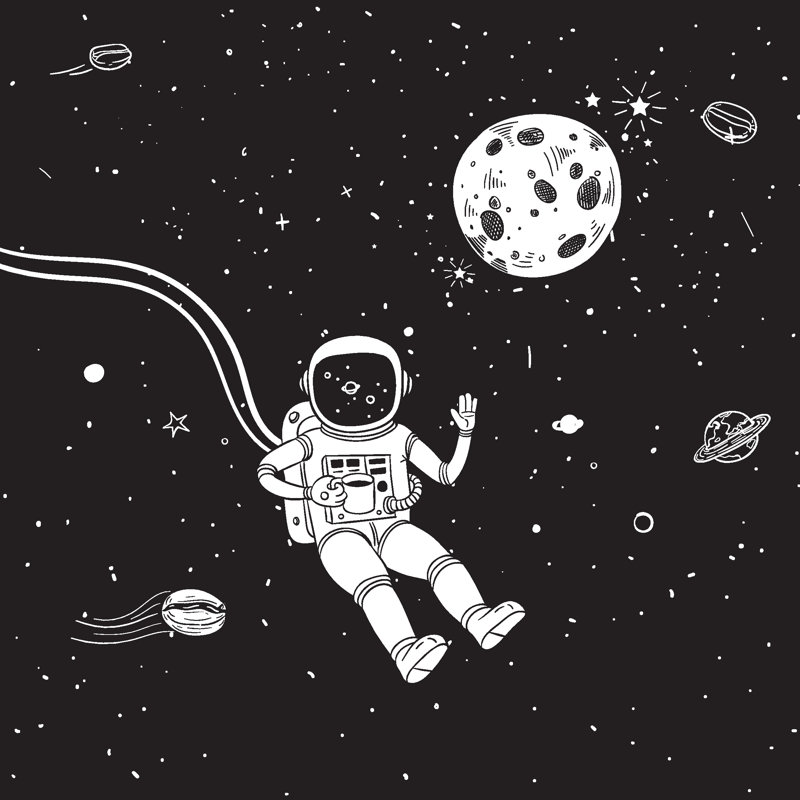" Astronaut Illustration " by Miya, 12" H x 12" W