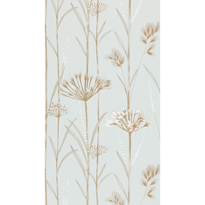 Gardinum Wallpaper, Seafoam/Chalk/Gold