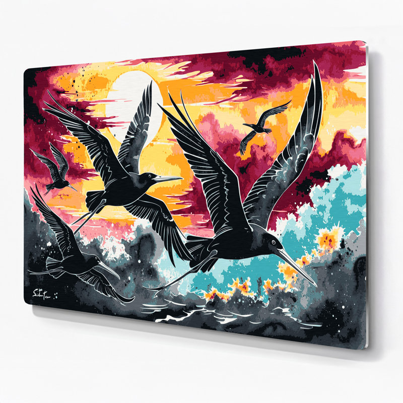 Frégate hawaïenne, art mural en métal brun, H 11 po x l 14 po