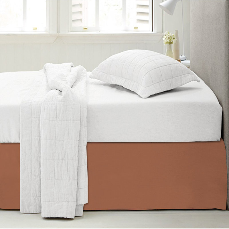Jupe de lit en microfibre à densité de tissage 1500 fils et jupe de lit 14 po, Grand, Moka