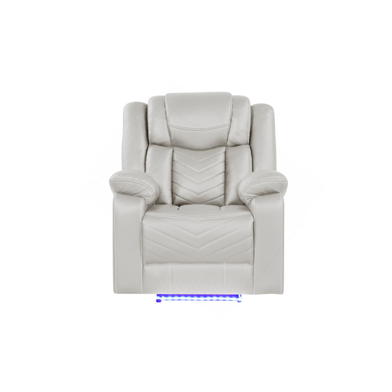 Challenger Modern Contemporary LED Power Recliner Chair Made With Wood And Metal Frame, Beige