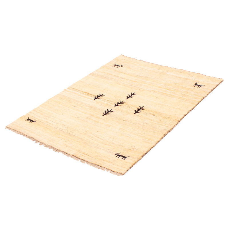 Tapis beige Kashkuli Gabbeh 4 pi 9 po x 6 pi 3 po