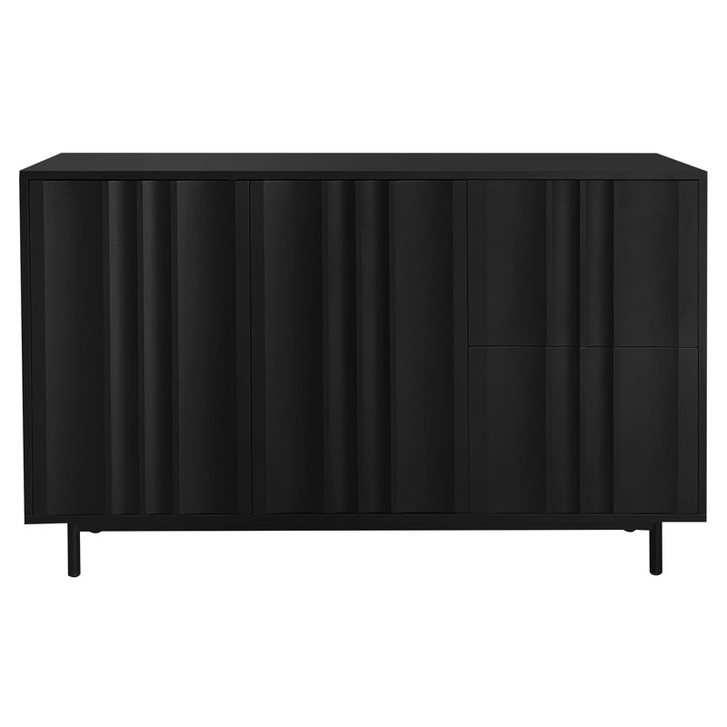 Armoire 2 portes et tiroirs Wave - tablettes réglables noires pour plusieurs pièces