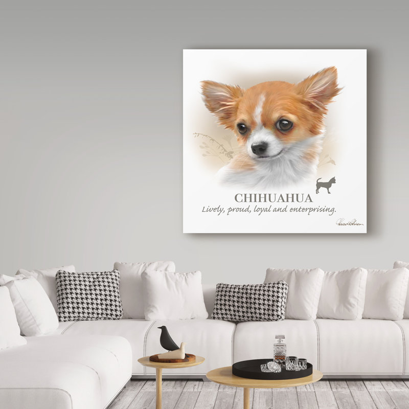 Impression d’art graphique sur toile tendue chihuahua, H 24 po x l 24 po x P 2 po