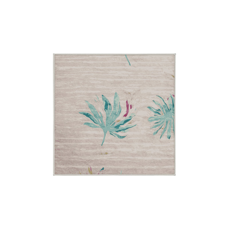 Machine Washable Beige Area Rug, Square 4'