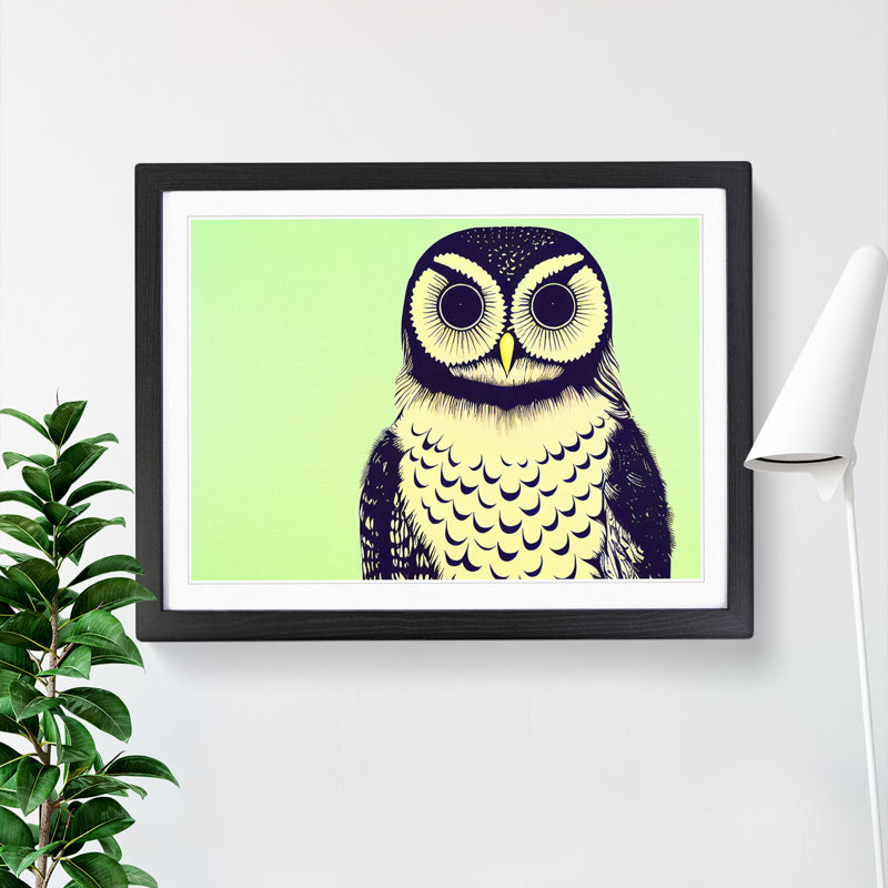 XH1022-8884X The Astonishing Owl - Single Picture Frame Print, Black Framed, 25cm H x 34cm W x 2cm D