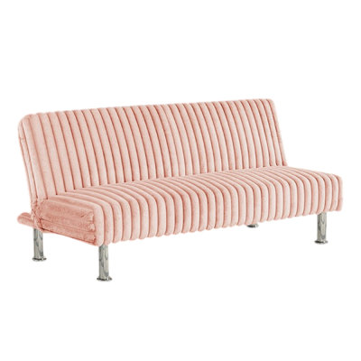 Canapé-lit futon pliable Hini, pieds modernes en métal chromé