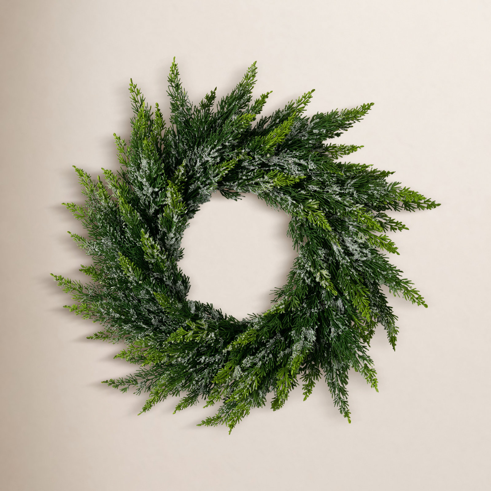 Faux Cedar Plastic Wreath, 23" H x 3" W x 23" D