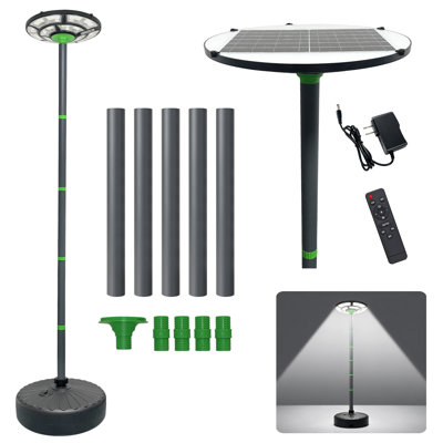  106 Inch Outdoor Solar Street Light with Pole & Fillable Base | 692 LEDs, Anti-Rust Aluminum Pole, IP65 Waterproof, DC Backup Charging, 120 LB Weighted Base for Yard, Pathway, Garden, Patio