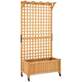 Handmade 72″ H × 35.5″ W Fir Wood Planter Box with Trellis and Wheels