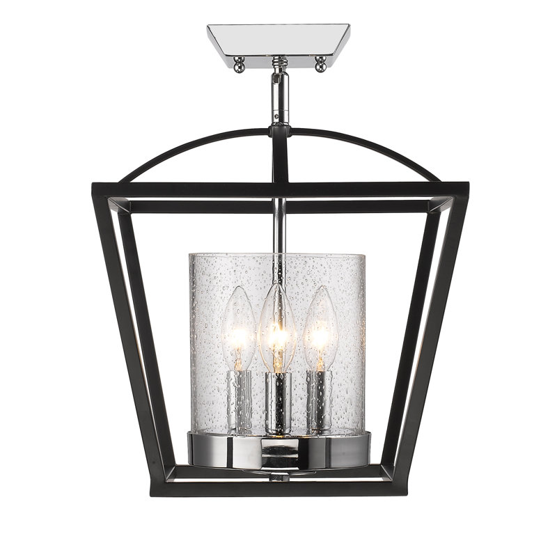 Skegness Glass Semi Flush Mount, Chrome