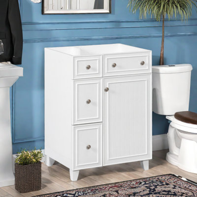 24" Bathroom Vanity with 2 Drawers, Solid Wood Feet (No Sink,Cabinet Only)