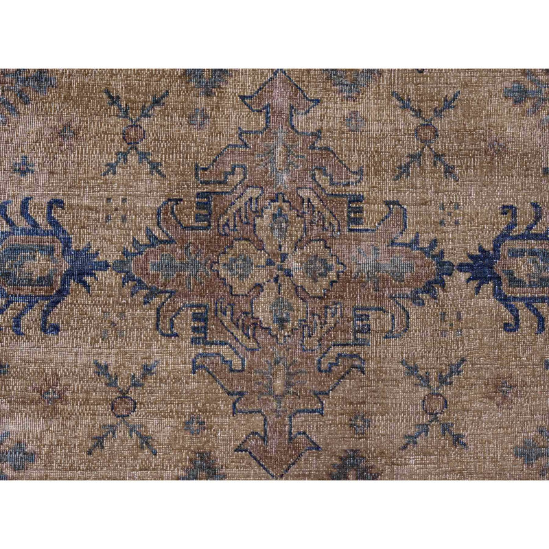 8'x9'1" Brown Overdyed Kazak Geometric Hand Knotted All Wool Squarish Rug G20736