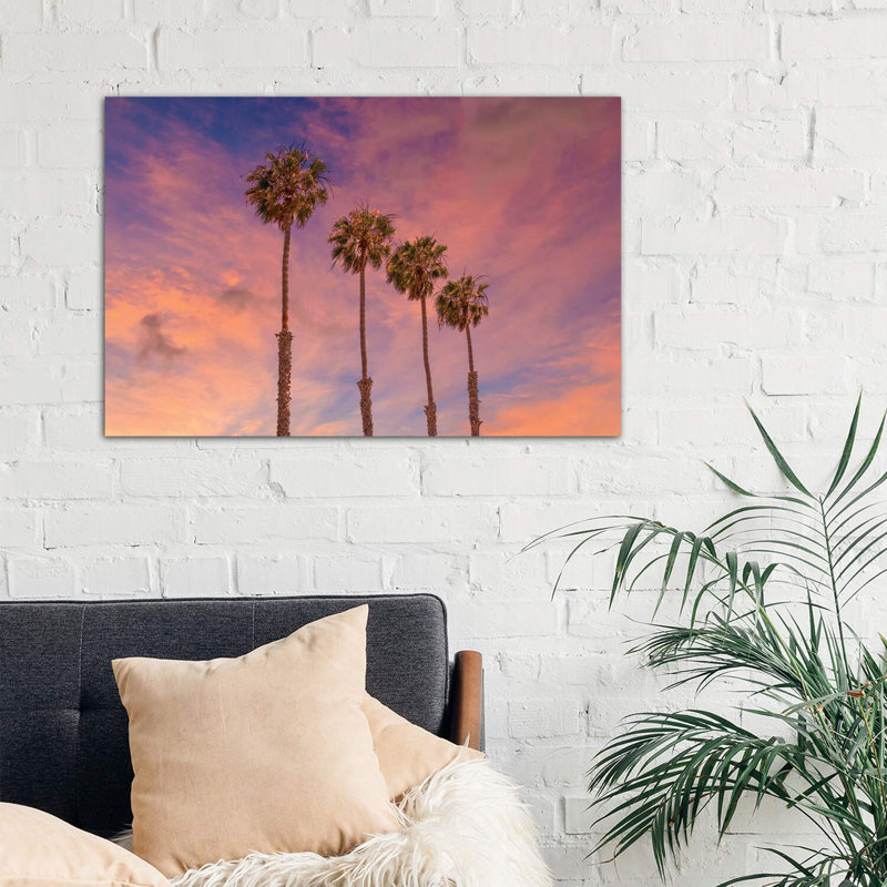 Palm Trees - Idyllic Sunset by Melanie Viola - Wrapped Canvas Print, 66.04cm H x 101.6cm W x 3.81cm D