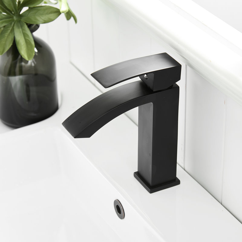 Matte Black Bathroom Faucet, One Handle Single Hole Vanity Sink Faucet With Side Tap Finish And
