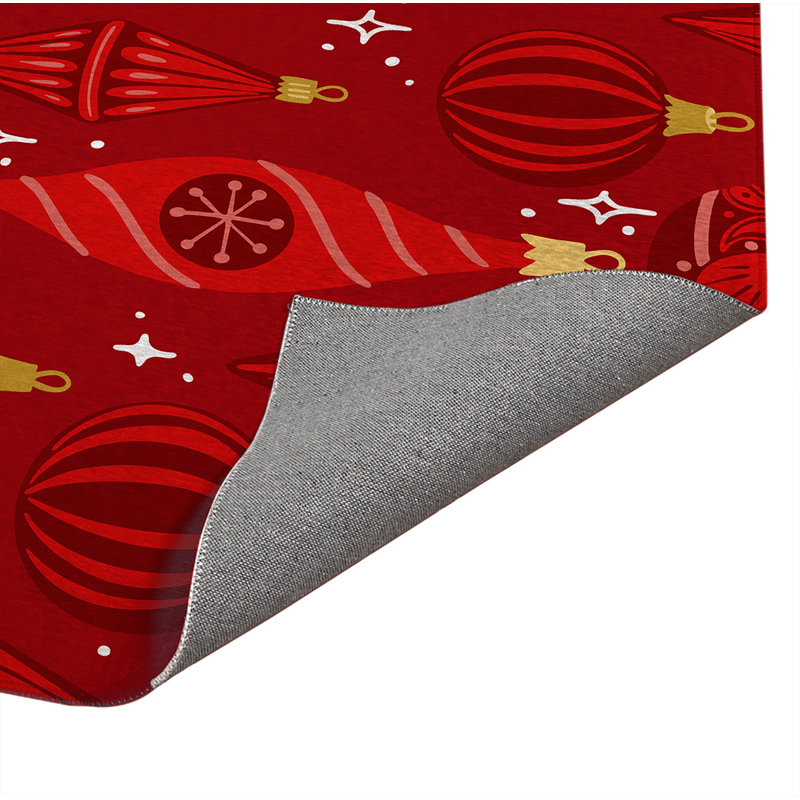 Tapis de cuisine à profil bas Ornaments, Rectangulaire 3 pi x 5 pi, Rouge