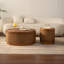 Table basse ronde en rotin avec rangement amovible