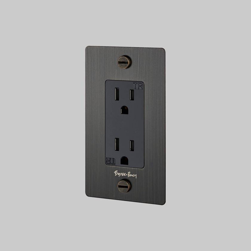 1G Duplex Outlet / With Logo , Bronze