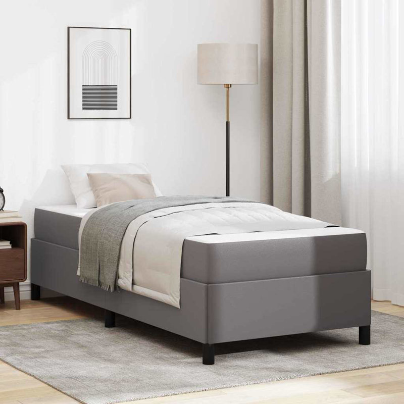 Structure de lit en similicuir gris 35,4 "x 74,8" Vidaxl, Gris, Simple