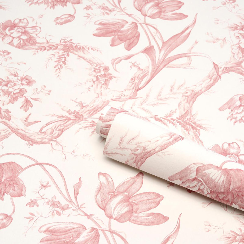 Toile De Fleurs Wallpaper, Pink