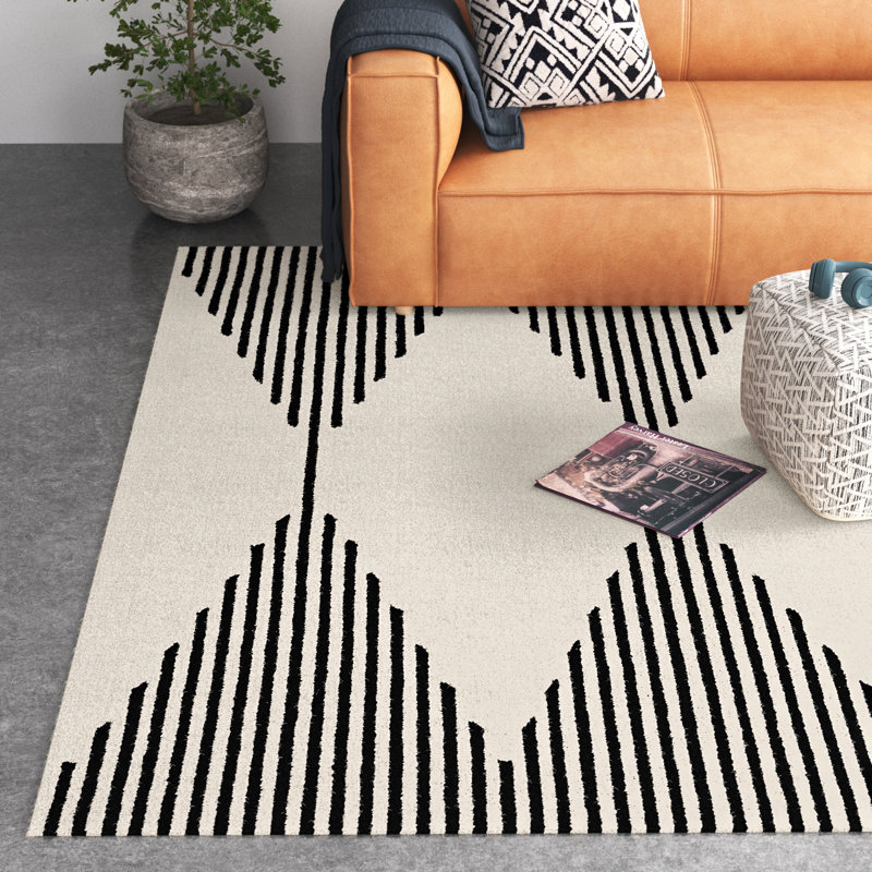 Geometric Wool Hand Woven Area Rug, Rectangle 183 x 274cm