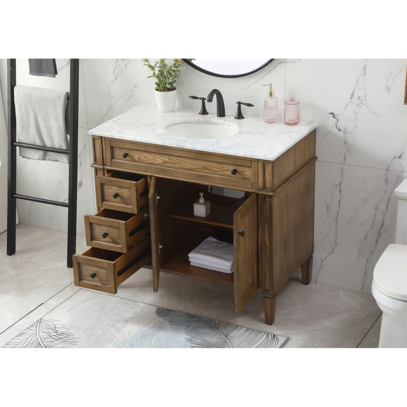 Rivers 40'' Single Bathroom Vanity, Driftwood
