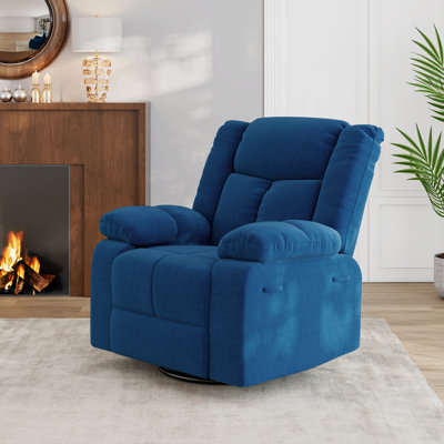 Swivel Glider Recliner in Plush Velvet with Pillow Top Arms