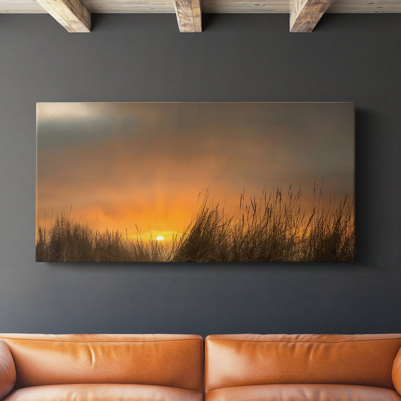 Dunes au bord de la mer - Toile tendue avec châssis - Prêt à accrocher, H 24 po x l 48 po