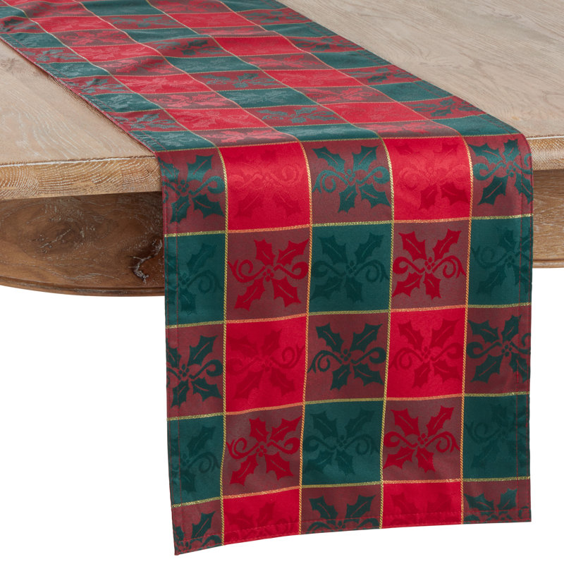 Jara Checkered Christmas Table Runner, 90" L x 14" W