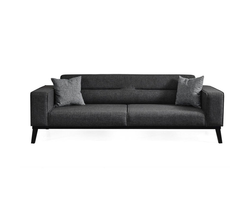Elegant 3-Seat Sofa Bed, Anthracite Color, 87.4 x 36.2 x 29.1 inches | Durable Beech Wood & Chipboard Frame, 100% Polyester Fabric | Turnable Back Mechanism, Fixed Cushions, Dry-Cleanable, Stylish & Functional Design