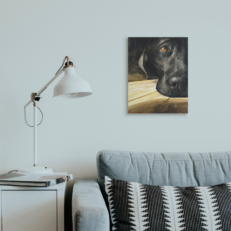 Labrador Resting Pet Dog Portrait Brown Black Stretched Canvas Wall Art by George Dyachenko, 20" H x 16" W, Wrapped Canvas