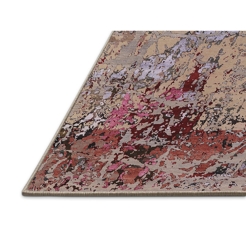 Tapis brun / rose à motif abstrait Carnalbanagh, Rectangle 7 pi x 10 pi