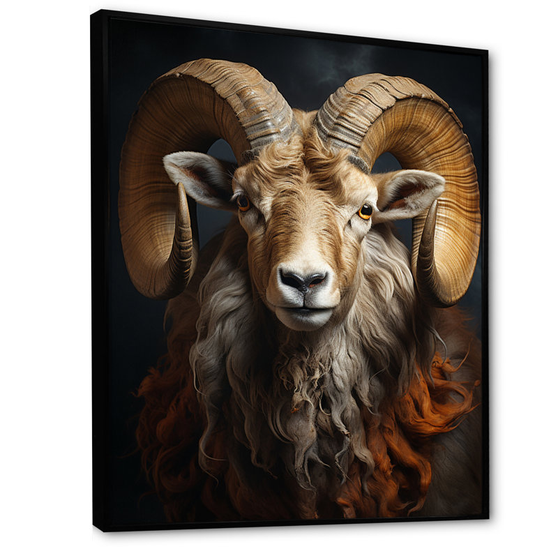 " Sheep Majestic Ram I ", Black Floater Framed, 44" H x 34" W x 1.5" D
