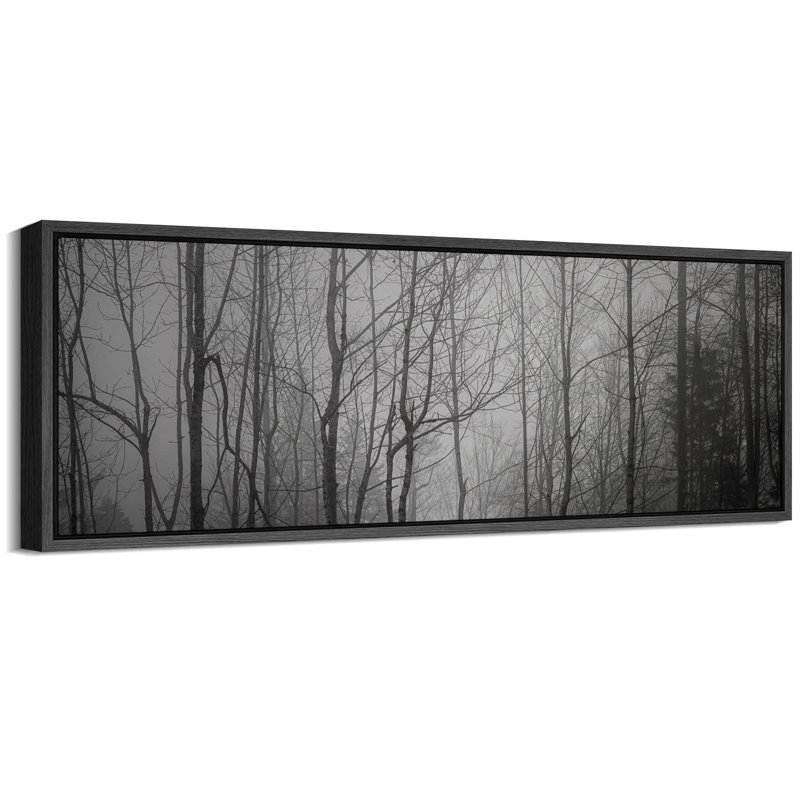 Nature paysage noir et blanc forêt brumeuse, reproduction d'art sur toile, H 20 po x l 60 po, Noir, noir, noir, noir