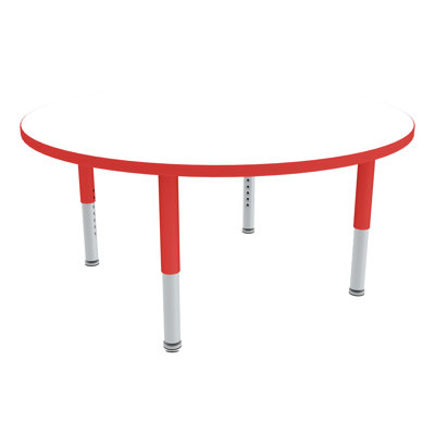 Round Preschool Collaborative Whiteboard Adjustable Height Circular Activity Table with Casters