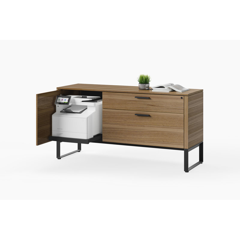Linea Office Multifunction Cabinet, Natural Walnut