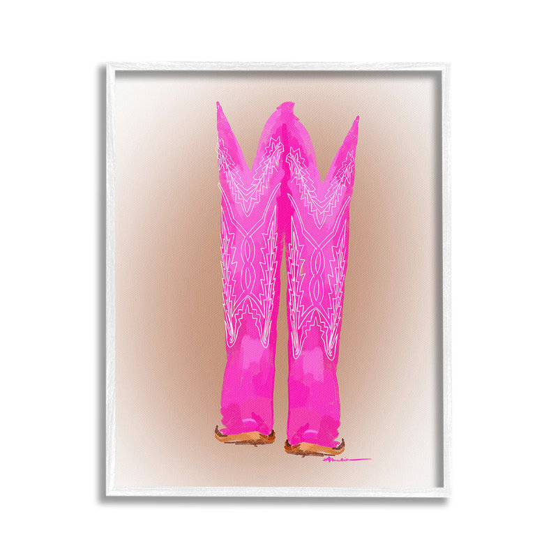 «Vivid Pink Cow», reproduction de giclée par Amelia Noyes, Giclée encadrée blanc bord de mer, H 30 po x l 24 po