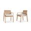 Chaise de patio en bois massif avec dossier tissé et coussin Nantucket (ensemble de 2)