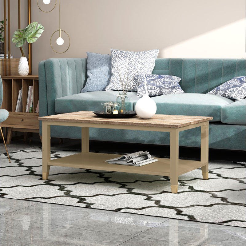 Athina Frame Coffee Table with Storage, Clay, Natural