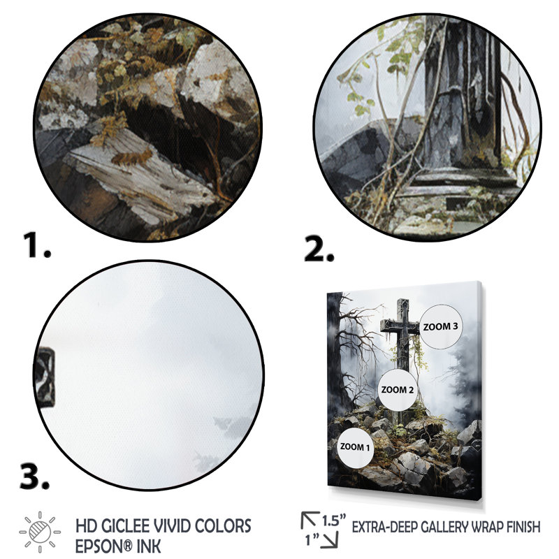 Religious Cross Sacred Solace I - Christianism Canvas Prints, H 32 po x l 24 po x P 1 po, Cadre naturel flottant